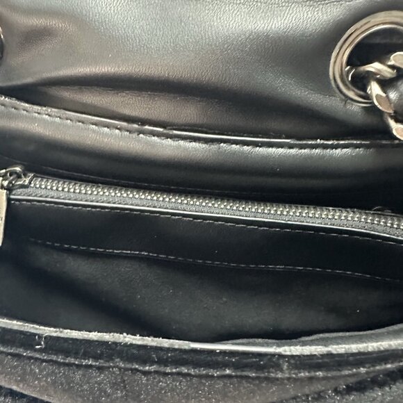 Steve Madden Black Velvet Shoulder Bag Chain Strap Y2K - Picture 6 of 11